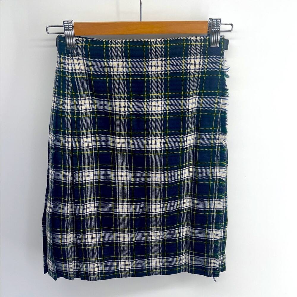 Vintage Scottish Clanswear Jedburgh Scotland 100% wool plaid tartan wrap kilt 10